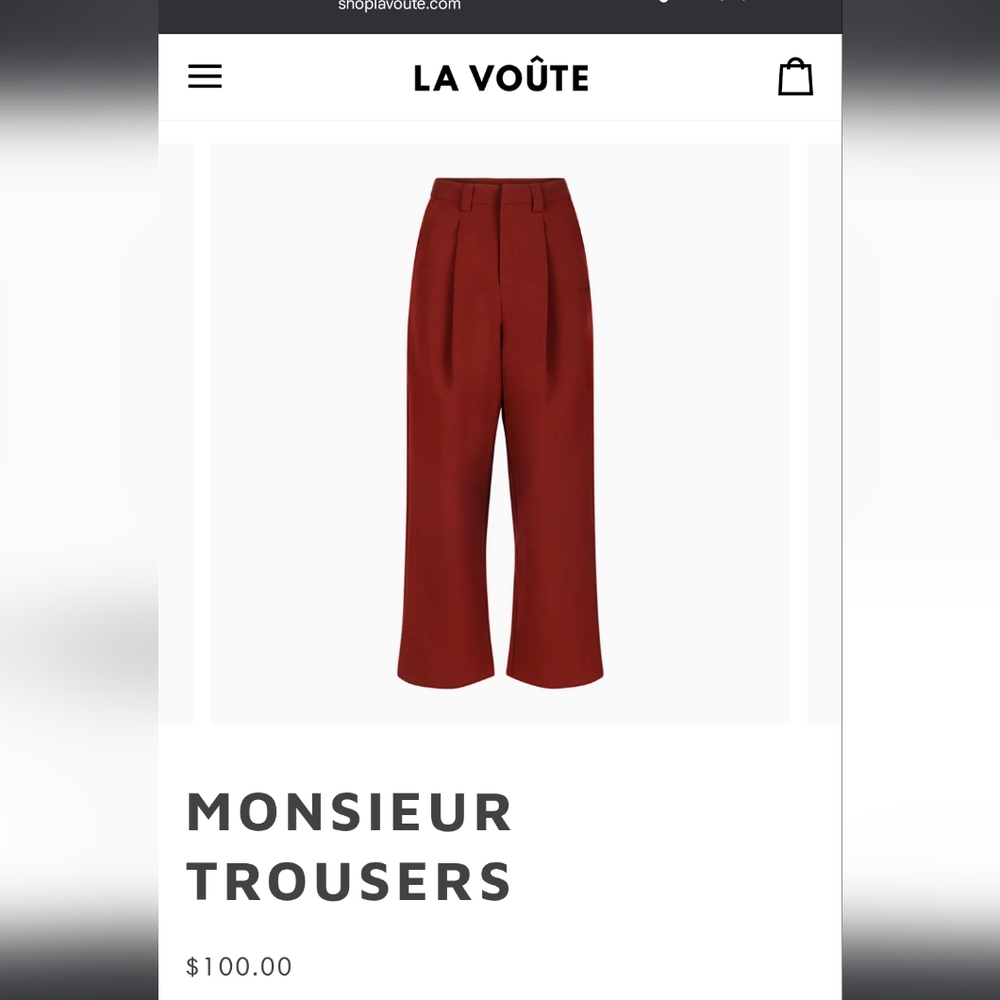 Monsieur Red Wide-Leg Cropped Trousers